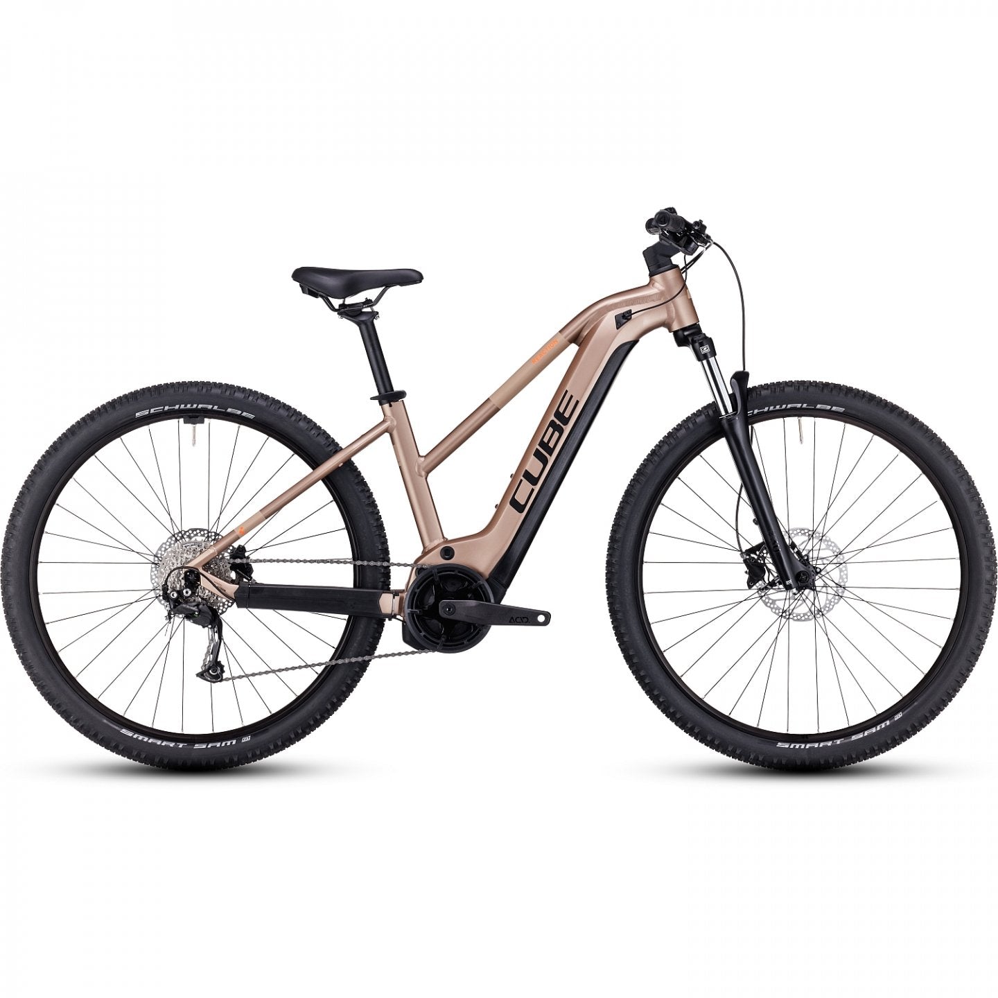 CUBE MTB Elettrica Donna - REACTION HYBRID Performance 625 - 2023 - metallicbrown / orange